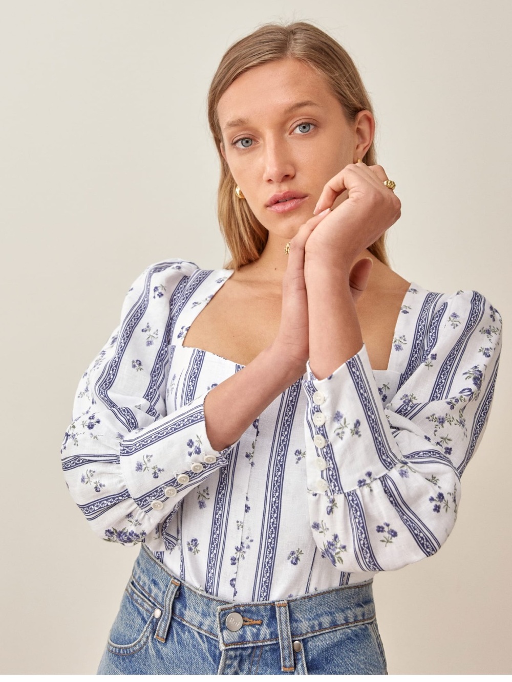 Reformation Stilton Linen Top (Roquefort)